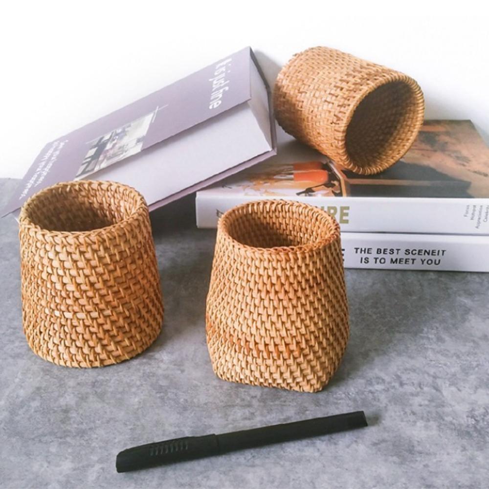 Hand-Woven Wicker Storage Container Basket