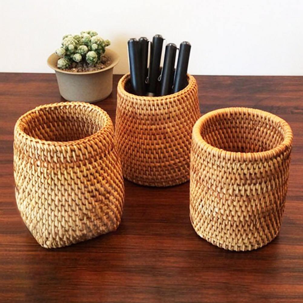 Hand-Woven Wicker Storage Container Basket