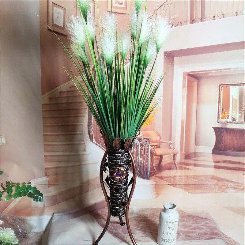 93cm 7 Heads Silk Onion Grass Large Artificial Tree Fake Reed Bouquet Wedding Flower Plastic Autumn Plants For Home Party Decor