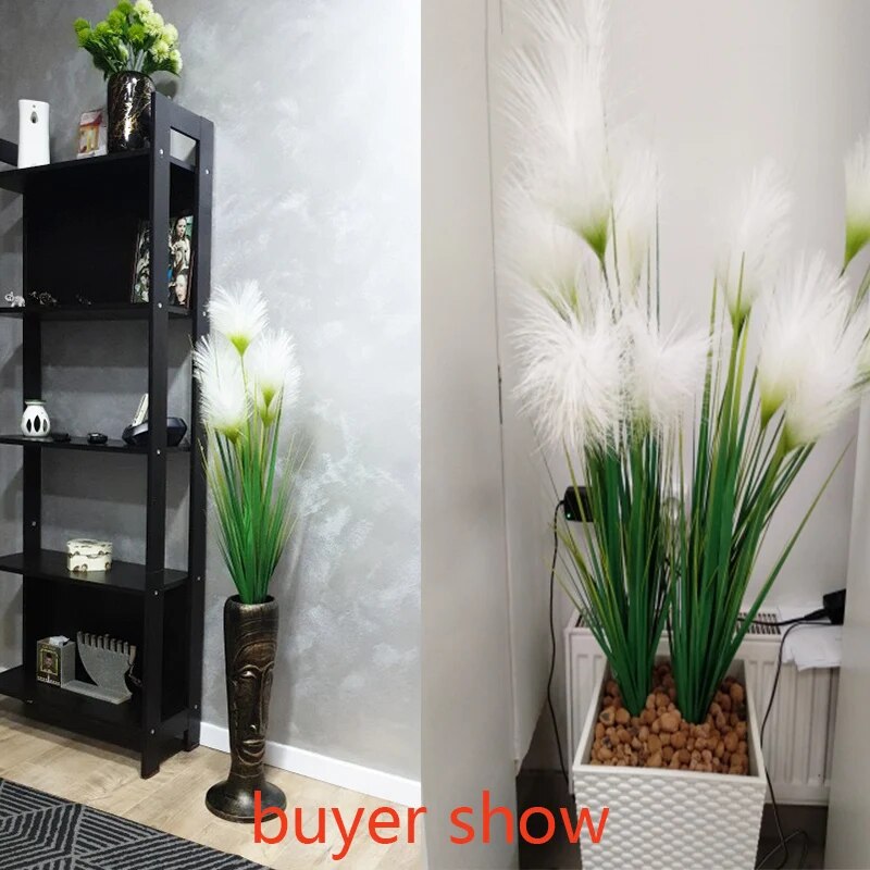 93cm 7 Heads Silk Onion Grass Large Artificial Tree Fake Reed Bouquet Wedding Flower Plastic Autumn Plants For Home Party Decor