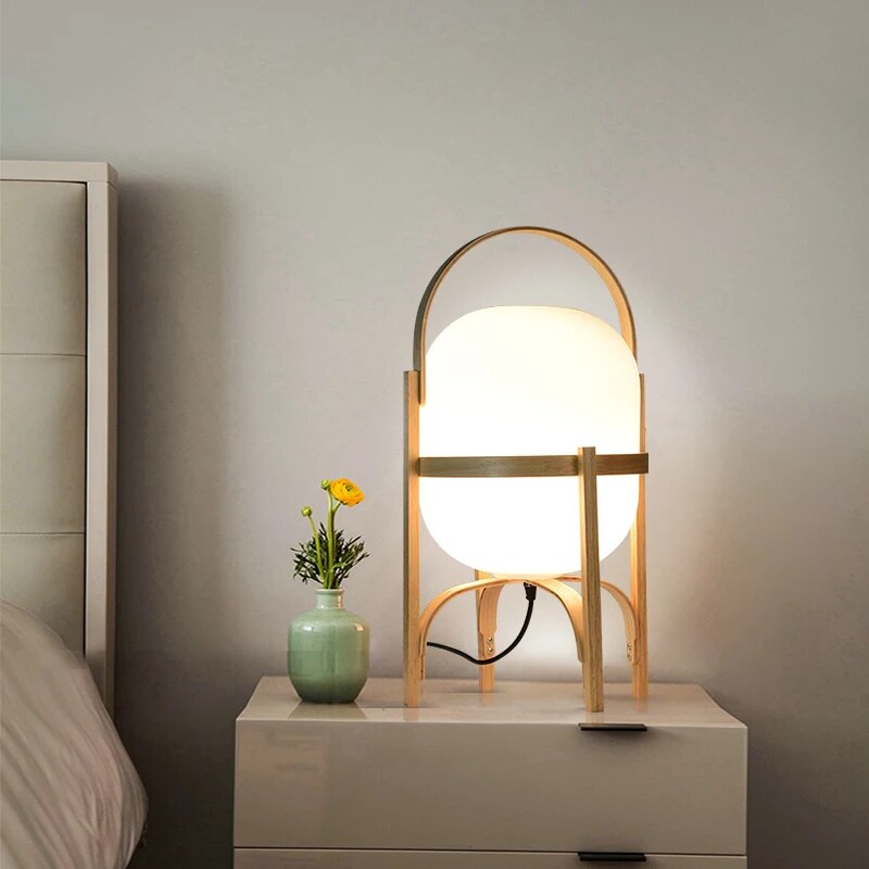 Wood Glass Table lamp