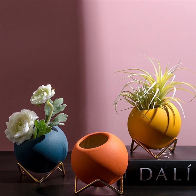 Abstract Colors Ceramic Planter Pots with Stand