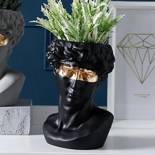 Ceramic David Bust Planter Vase Statue Black | Sage & Sill