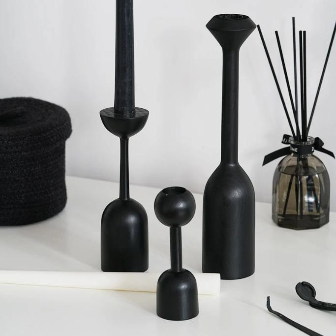 Ebony Taper Candle Holders