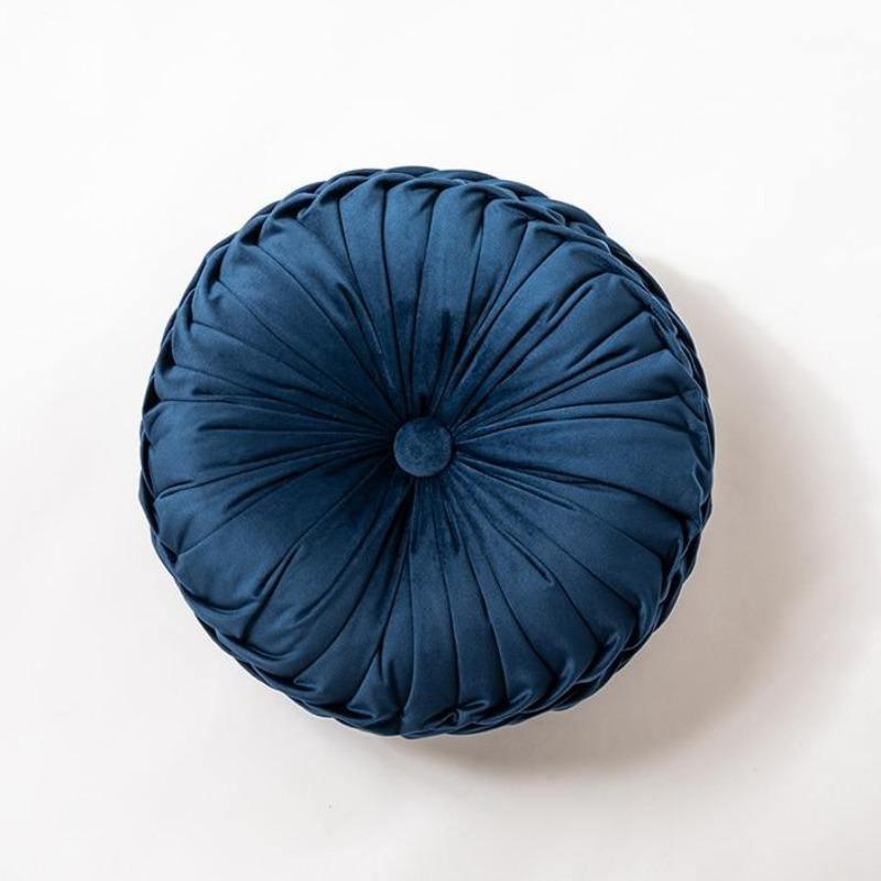 Velvet Ruffle Round Cusion Throw Pillow