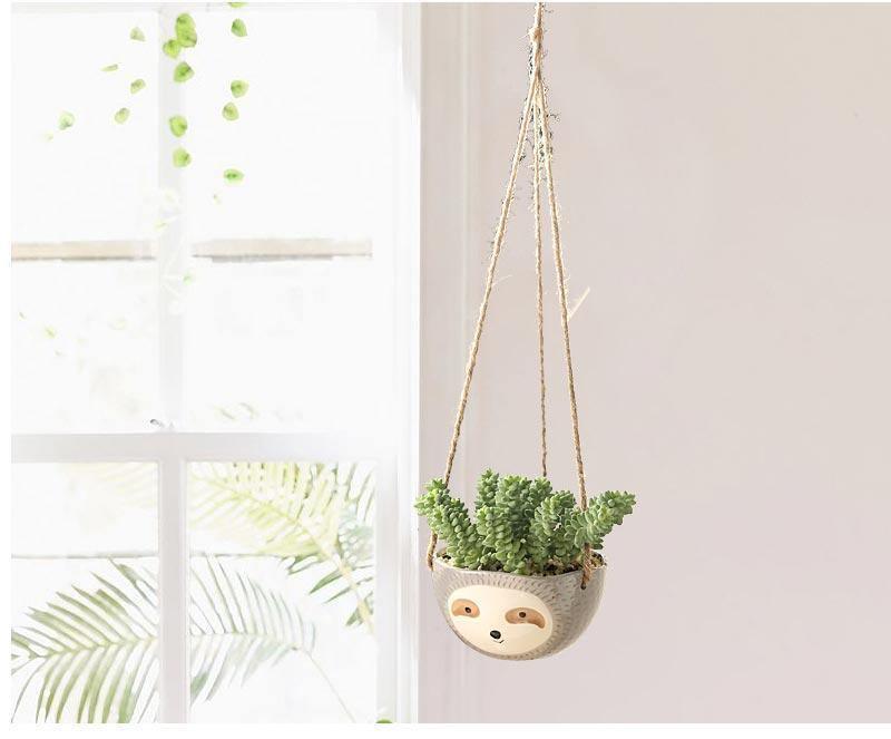 Sloth Ceramic Hanging Succulent Planter